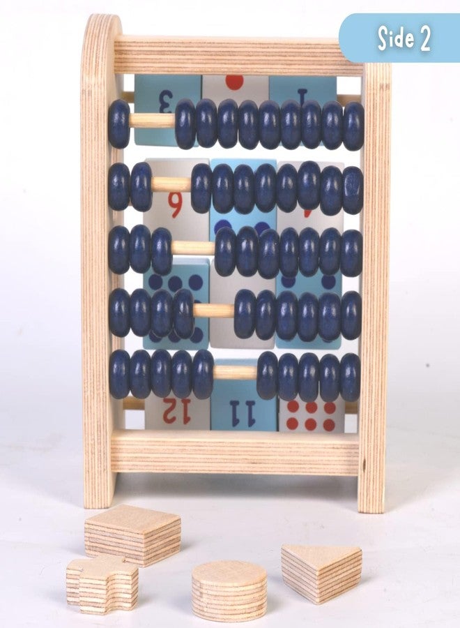 The Funny Mind 4-in-1 Activities Natural Birchwood Wooden Toy for Kids - Montessori Educational Counting & Math Learning Toy for Preschool Children, Develops Hand-Eye Coordination & Fine Motor Skills - Image 3